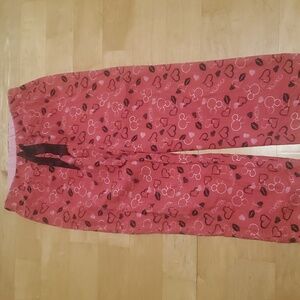 Disney Store Pink Black Mickey Heart Lips Flannel Pajama Pants S